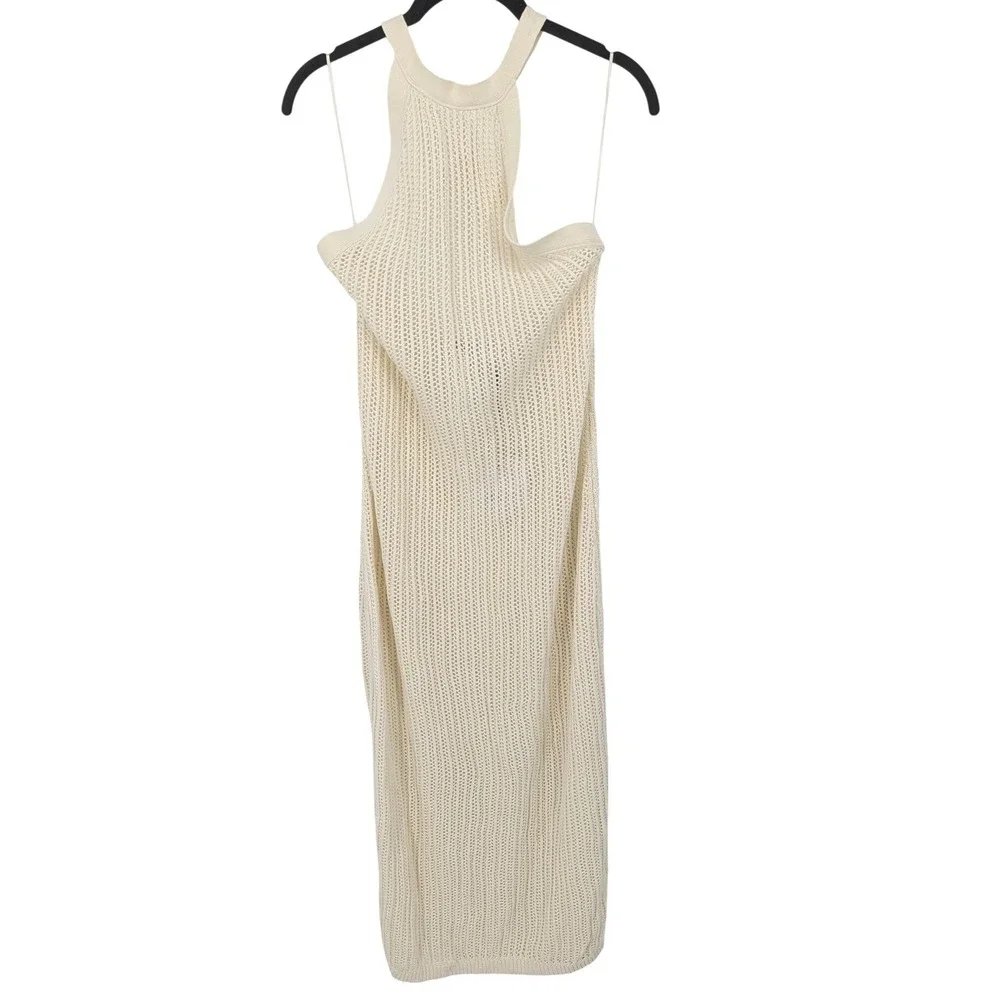 Beach Riot Romee Maxi Dress Womens Medium Cream Halter Neck Open Knit Cotton - Picture 3 of 10